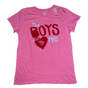 Old Navy Graphic Tee TShirt The Boys Love Me 2010 Valentines Pink Size XL NWT